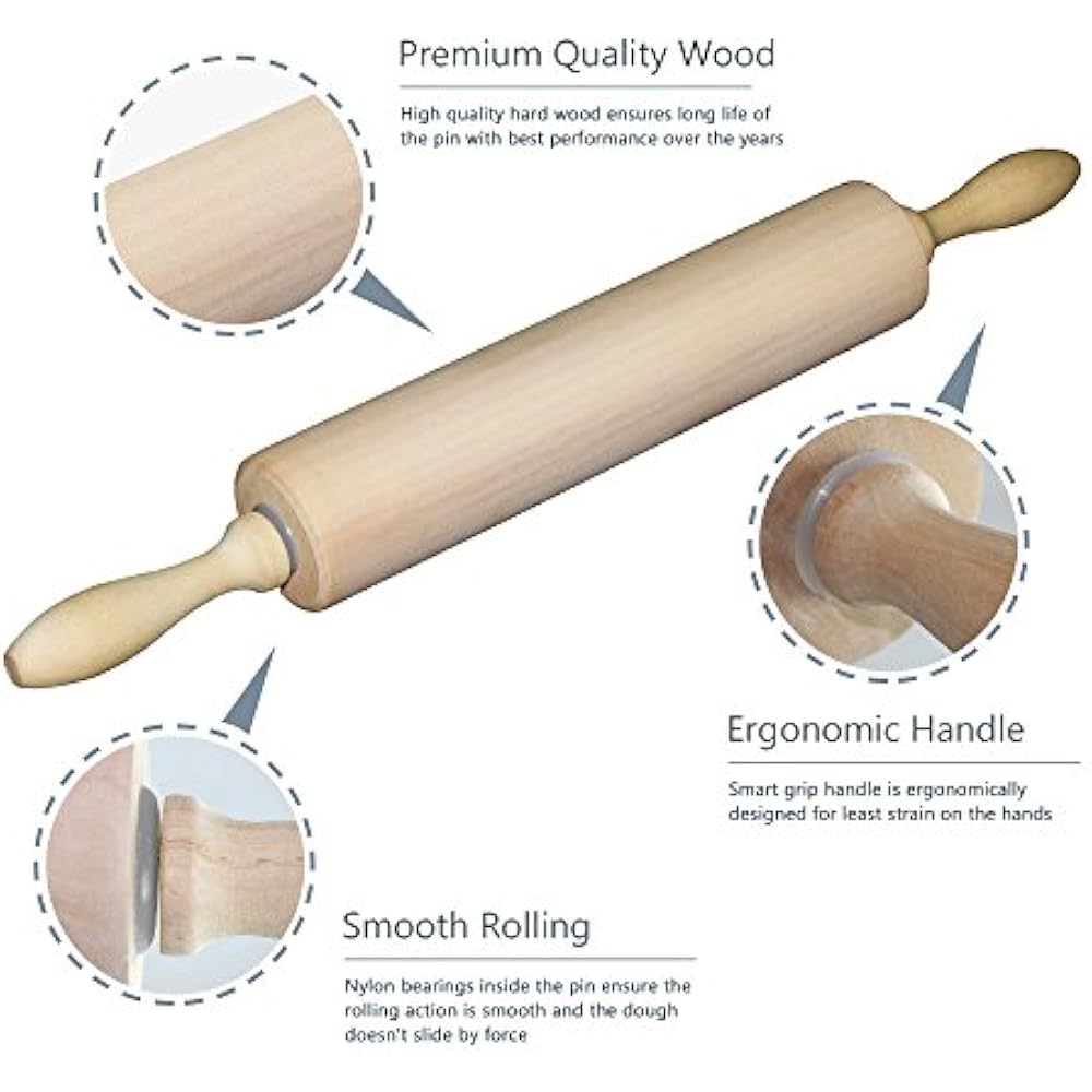 Rolling Pin Classic Wood Professional Dough Roller Used Bakers