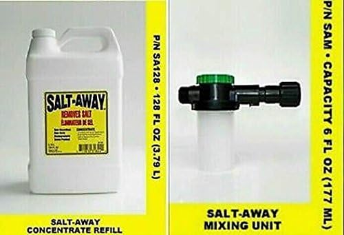 Salt Away, Gallon Concentrate with 6oz Mixing Unit Plus one Universal Motor Flusher (SA128SAMFL)