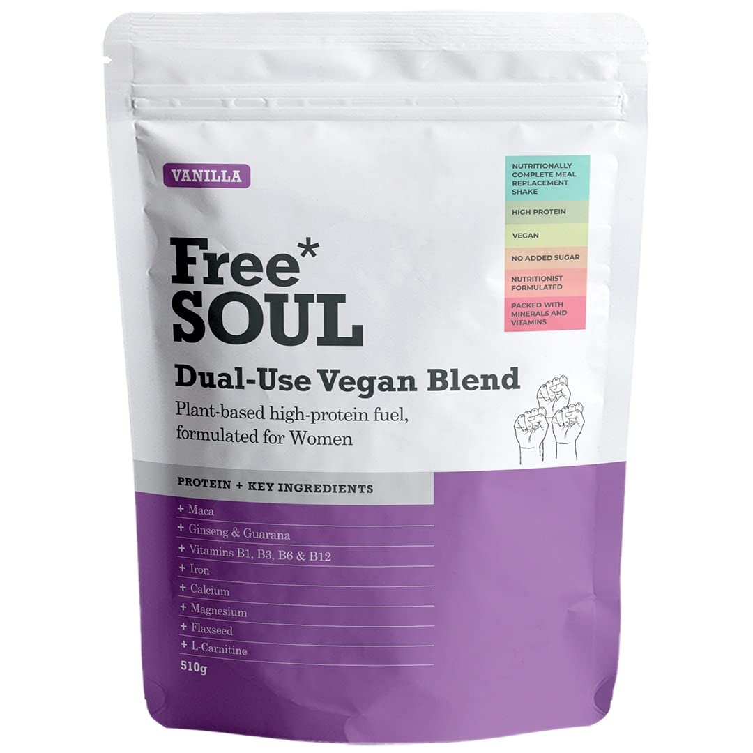 Free Soul Dual Use High Protein Vegan Meal Replacement Powder for Weight Loss Control for Women with 25 Added Vitamins and Minerals | 15 Servings | 510g