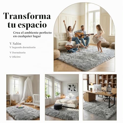 Mishukaze Ultra Soft Fluffy Faux Sheepskin Area Rug, Machine Washable Bedside Rug, Non-Slip Floor Mat, Silky Plush Rug for Bedroom, Living Room