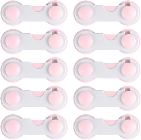 Unho 10 X Serrures De Securite Bebe Pour Porte Tiroir Armoire Frigo Placard Bloque Porte Verrou Avec Adhesifs 3m Fort Sans Percage Bon Protection Pour Enfants Ou Bebes Rose Securite Securite Domestique