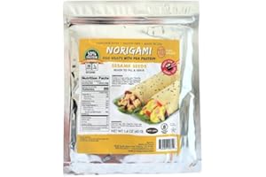 Norigami Egg Wraps with Pea Protein – Sesame Seeds. High Protein, Low Carb, Vegetarian. Thin Healthy Wraps -Certified Kosher, Non-GMO, Gluten Free -NOW Featuring 6 Wraps in a bag. (4packs)
