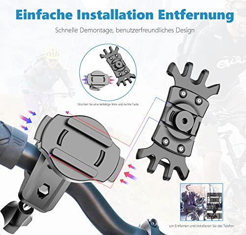 Aunsuy Handyhalterung Fahrrad, Universal Handyhalterung Motorrad 360°Drehbare Anti-Vibration Handyhalter Fahrrad für iPhone 13 Pro Max/12/11/X/XR/XS MAX, Samsung Galaxy S20 für 4,0-6,8 Zoll Handys