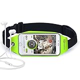 Emarth Running Belt Waist Pack, Zipper Design/ Waterproof Transparent Touch Screen Window/ Headphone Jack Fit for iPhone Android Smartphones (Screen Size Under 5.5''), Green
