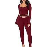 GOKATOSAU Women's Sexy Long Sleeve Bodycon Solid Outfits Club Rompers Jumpsuits
