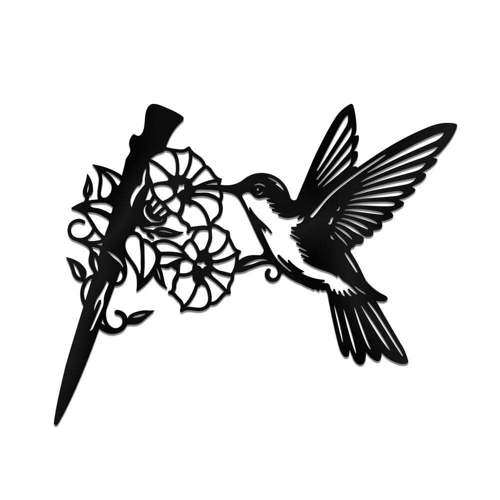 WADORN Stainless Steels Hummingbird Outdoor Tree Silhouette, Outside Hummingbird Garden Tree Ornaments Bird Statue Gardening Yard Decor Tree Art for Home Patio Gardening Decoration