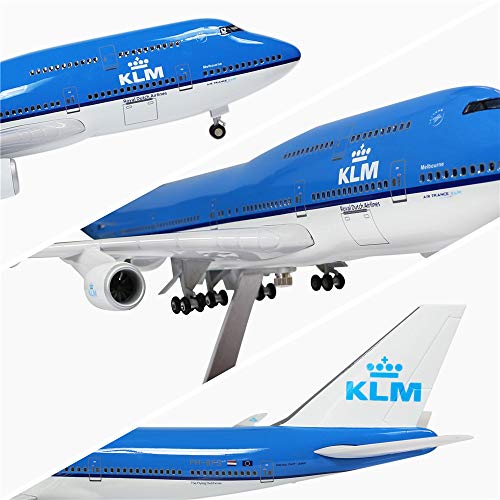 24-Hours 18” 1:130 1 Scale Airplane Model Holland 747 with LED Light(Touch or Sound Control) for Home Decoration or Gift