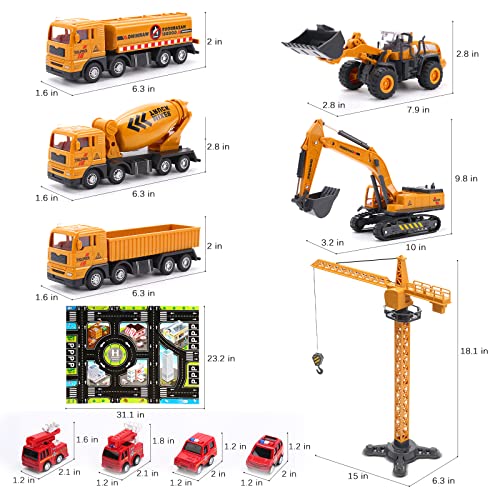 skirtoy Kids Construction Vehicles Playset with Playmat, 18" Crane Toy