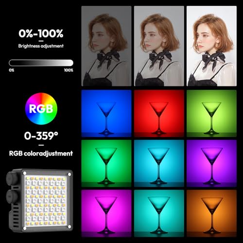 ULANZI LE20 RGB Video Light, 20W 360° Full Color 5000mAh Rechargeable with Cold Shoe and Portable Mount for Photography and Video Recording