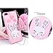 Bonice Phone Case for iPhone 7 Plus Cute Cartoon Rabbit Bling Diamond Crystal Clear Soft Transparent TPU 3D Cute Ear Stand Silicone Case with Hairball Pompon Wristlet + HD Screen Protector - Pink