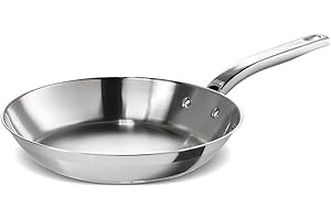 T-FAL Stainless Steel, 26cm Frypan, 18/10 Stainless Steel Interior and Exterior, Heavy Gauge, Superior Heat Distribution, Ide