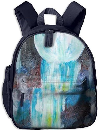 WYFG Watercolor Moon Multi-Pockets Shoulder BookBag Backpacks Students Daypack