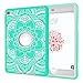 iPad Mini 4 Case A1538/A1550, Hocase Rugged Hybrid Double Layer Shockproof Protective Hard Rubber Case for Apple iPad Mini 4 Retina - Aqua Flower/Grey