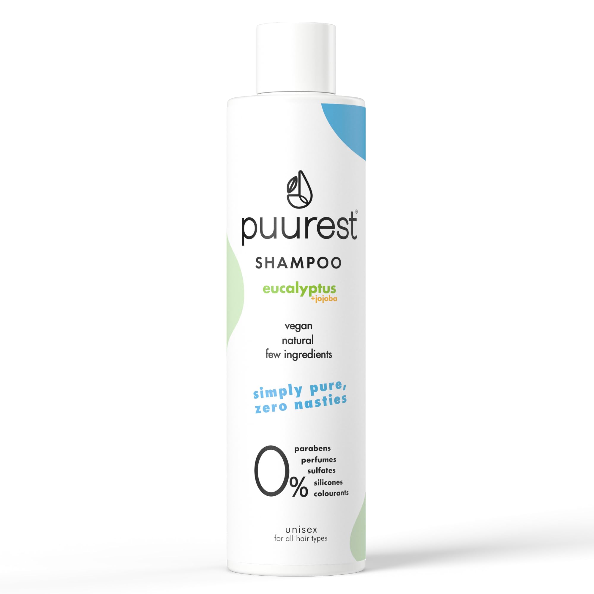Puurest Sulfate Free Shampoo – Silicone Free, Salt Free, SLS Free – No Perfumes, Parabens, or Sodium Lauryl Sulfate – Vegan & Natural with Eucalyptus & Jojoba Oil, 250ml