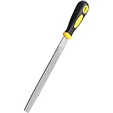 Uaorexplo 8in Flat Hand Metal File, Total 12in Length, Ergonomic Rubberized Handle, Uniform Teeth, Strength High Carbon Steel, perfect for Long Time Use for Trimming, Sharping Metal, Stone, Wood, etc.