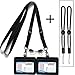 YOUOWO 2 Pack Black Neck Office Quick Release Lanyards and Small Black Adjustable Wrist Lanyard with Horizontal ID Badge Holder PU Leather,with Clips