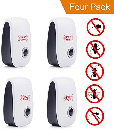 Ultrasonic Pest Repeller, Plug-In Electronic Home Repellent Anti Mice, Ant, Roach, Mosquito, Outdoor/Indoor Environmentally-friendly for Humans and Pets(4 Pack)