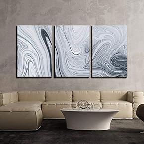 3 Piece Canvas Wall Art - Abstract Pattern, Traditional Ebru Art. Painting on Water, Followed by Paper Prints. - Modern Home Art Stretched and Framed Ready to Hang - 16"x24"x3 Panels
