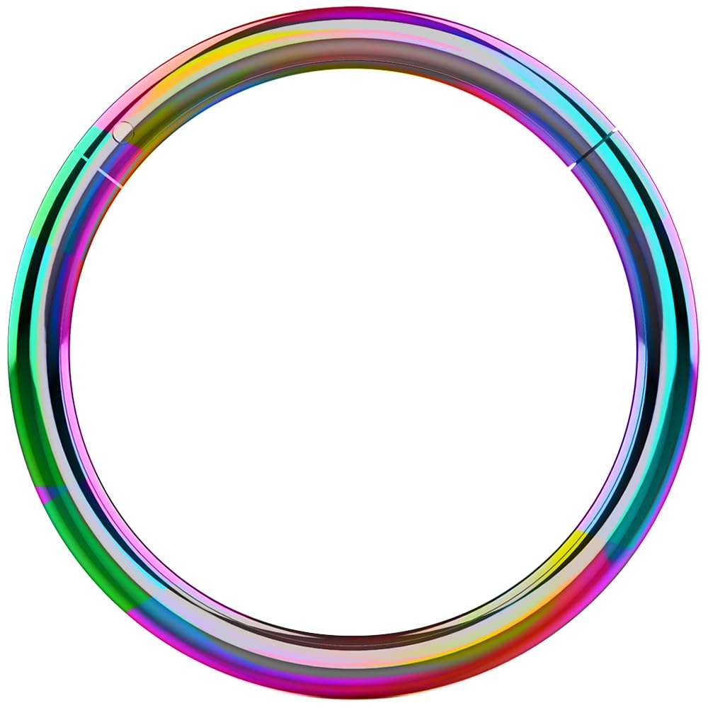 AZARIO LONDON 20 Gauge (0.8mm) - 7mm Diameter Rainbow Anodized 316L Surgical Steel Hinged Segment Ring- Septum Clicker- Ear Cartilage Hoop- Huggie Earring- Tiny Nose Hoop - Lip Ring Body Jewellery