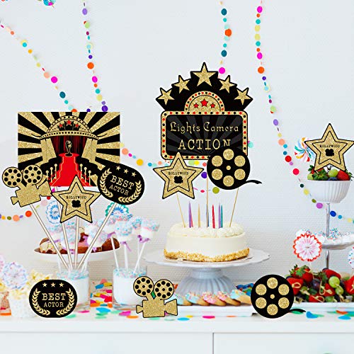 Blulu 24 Pieces Red Carpet Hollywood Centerpiece Sticks For