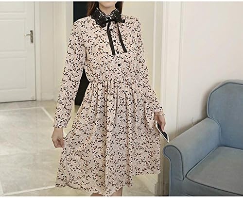 KeKaFu Women's Casual/Daily Simple Loose Dress,Lolita Shirt Collar Midi Long Sleeve Others Spring Mid Rise Micro-elastic Opaque
