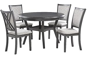 New Classic Furniture Amy 5-Piece Dining Table Set, Gray