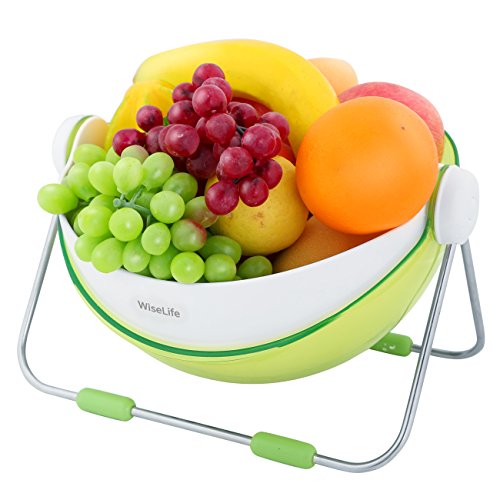 Wiselife Fruit Wash Bowl Fruit Basket 360 Rotatable Lid Fruit Holder Centerpiece Vegetable Washing Basket Storage Green - Thumbnail 7