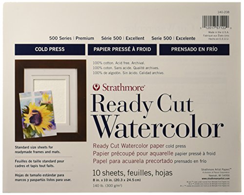 Strathmore 140-208 500 Series Ready Cut Watercolor Paper, 140 lb. Cold Press, 8