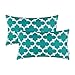 CaliTime Pack of 2 Soft Canvas Pillow Covers Cases for Couch Sofa Home Decor Modern Quatrefoil Accent Geometric 12 X 20 Inches Teal