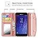 Samsung Galaxy J7 Refine Wallet Case,Galaxy J7 2018 /J7V J7 V 2nd Gen/J7 Star Wallet Case w/Screen Protector,CaseRoo [Kickstand] [Card Slots] [Wrist Strap] Glitter Cover w/Cosmetic Mirror-Rosegold