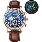 Tiong Men's Business Chronograph Watch - Stainless Steel Band, Moon Phase & Six-Hand - Waterproof, Luminous Date Display Quartz Wristwatch