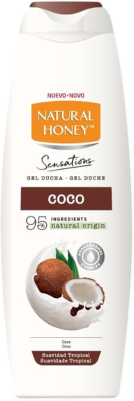 , Gel de Ducha con Extracto Natural de Coco Hidratante y Suavizante, con Hydradermal Complex para una Piel Suave, Fresca y Protegida, Aroma Tropical, Línea Sensations, 650 ml