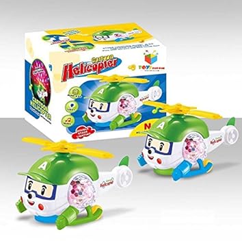 Toys Bhoomi Bump and Go Toy Cartoon Helicopter with Double Stage Lighting & Musical Sound