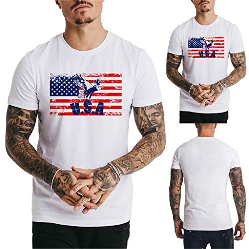 Men's USA American Tee Respctful✿Men Patriotic Printed Short Sleeve Casual Cotton Tees Shirt for July 4 - Thumbnail 7