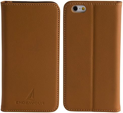 ENDEAVOUR iPhone 6 Plus / iPhone 6s Plus Wallet Case, Full Grain 100% Leather, Premium Genuine Leather, Magnetic Closure, Saddle Brown, One-Year Limited Warranty