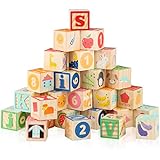 Joqutoys ABC Wooden Building Blocks for Toddlers 1-3 Large, 26 PCS Alphabet & Number Stacking Blocks, Educational Learning Toys for Boys Girls Kids Gifts 1.65''