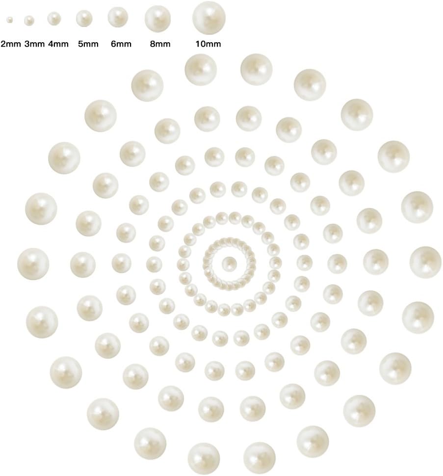 1000pcs Mixed Size 2-10mm Half Round Flatback Imitation Pearls ABS Resin beads (ivory)