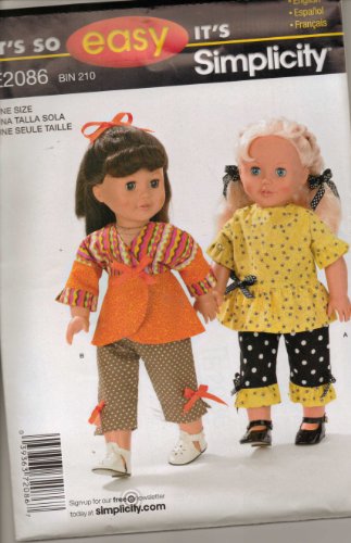 Doll Dolls Clothes Pattern 1 Size Fits 18" Doll 2086