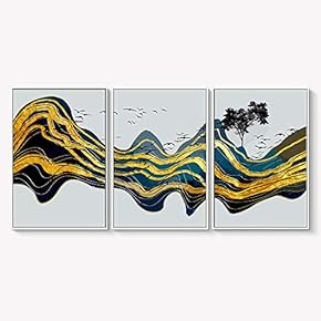 Framed Canvas Wall Art for Living Room, Bedroom Abstract Landscape Dream Place Canvas Prints for Home Decoration Ready to Hanging - 16"x24"x3 Panels