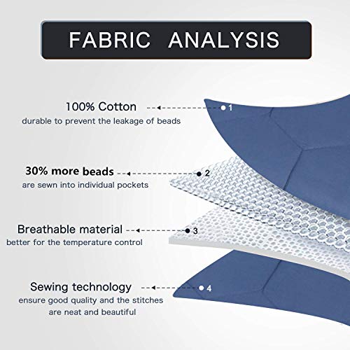 YEMYHOM 100% Cotton Weighted Blankets Adult 20 lbs 60"x80" Bed Couch Heavy Blankets Queen/King Size (Blue) - Thumbnail 6