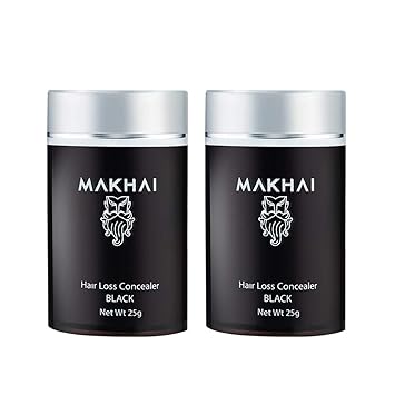 Makhai Hair Building Fibers/Hair Loss Concealer 25g (Black)- (Pack of 2)