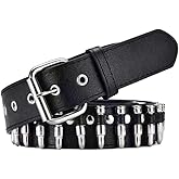 Zentavi Punk Genuine Leather Belt with Bullet Accents – Edgy Style for Men and Women