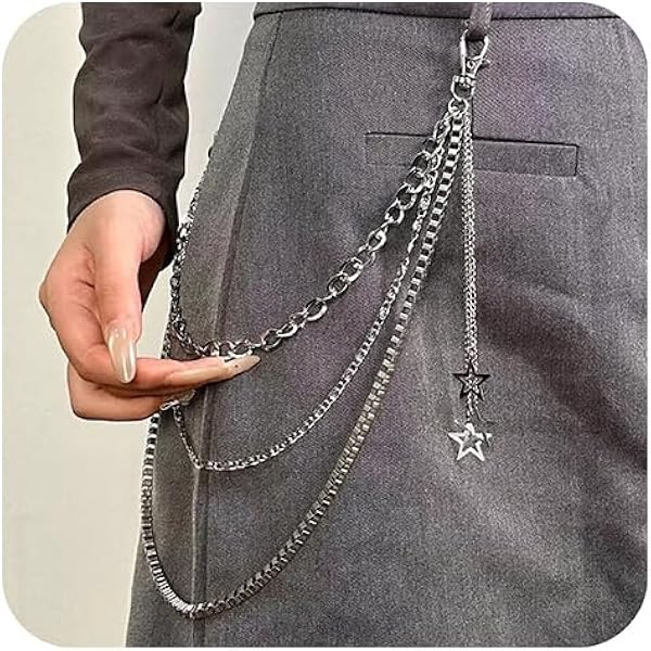 Layered Pants Chain For Men Flower Pearl Layered Wallet Chain For