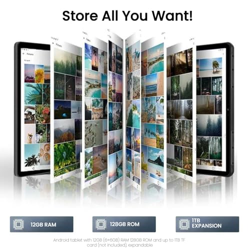 11 Inch Tablet Android 14 Tablets, 2024 New GMS Certified, Octa Core Tablet PC with Keyboard/Mouse/Case12GB RAM 128GB ROM 1TB Expand, 8000mAh, Fast Charging, 5GWiFi, BT5.0, FM, GPS (Black)