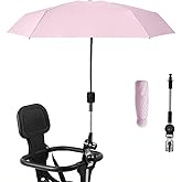 Nakazawa Stroller Sunshade Clip-on Adjustable Universal, Adjustable Steering Angle, Reinforced Umbrella Frame, Compact and Lightweight, Suitable for All Kinds of Strollers(Pink)