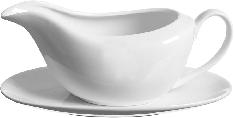 Price & Kensington Simplicity Gravy Boat and Saucer 230 ml White Porcelain