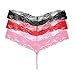 Women's Sexy Lace T-Back - G-String Pearl Thongs Panties(Pack of 3)