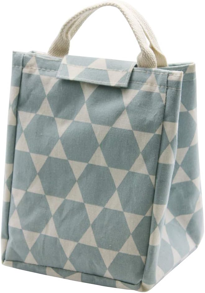 Cute Lunch Bag for Women Men, Insulated Lunch Tote Bag Canvas Thermal Meal Prep Lunch Organizer, Reusable Lunch Cooler Tote for Office Work Picnic by Mziart (Pale Blue Hexagon)