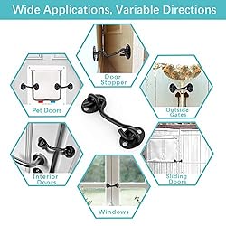thumbnail image 2 of 2-Pack Barn Door Hook Latches - Black Rust-Resistant Metal Lock For Sliding Doors & Windows 2 of 14