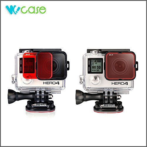 WoCase Professional Switchable Lens Filter Set for GoPro HERO4 HERO 3+ Cameras (Compatible with Standard Housing ONLY)(Full Dive Water Depth Coverage)